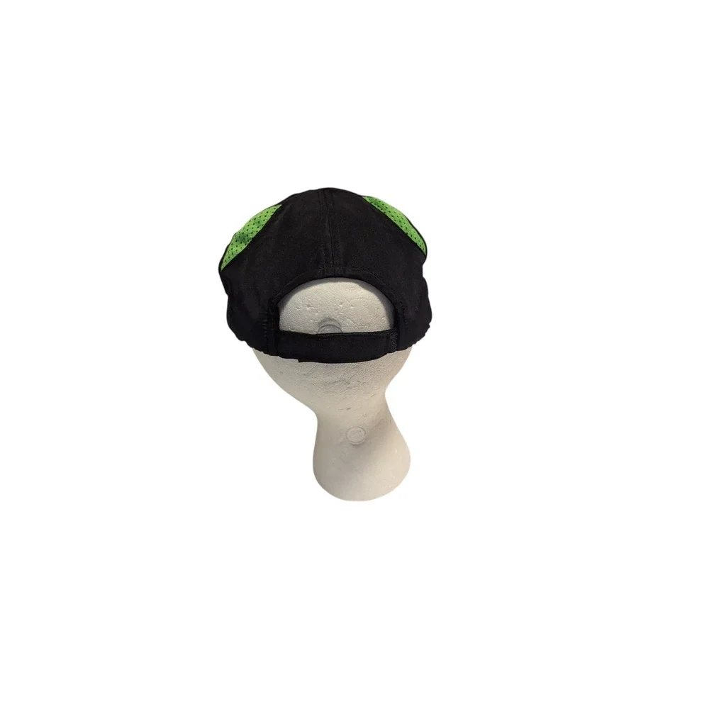 Racetrackers Running Cap Hat Raccoon Zipper Pocket‎ Once Again Black Neon Green
